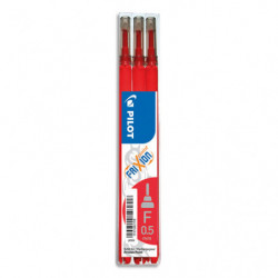 PILOT Set de 3 recharges pour roller FriXion Point. Pointe fine 0,5 mm. Encre Rouge.