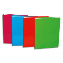 Classeur 4 anneaux 26x32cm rembordée pelliculé 18/100°. Dos 4 cm. Coloris assortis