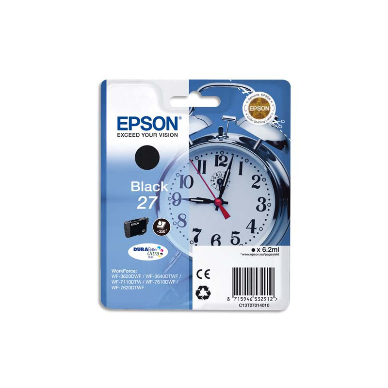 EPSON Cartouche Jet d'Encre DURABrite Ultra Noir ''Réveil'' 27 - C13T27014012
