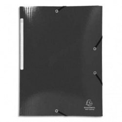 EXACOMPTA Chemise 3 rabats à élastiques Iderama en carte pelliculée 5/10, 425g. Coloris Noir