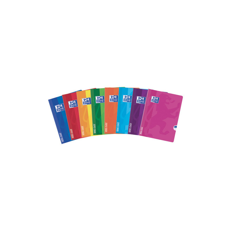 OXFORD Cahier piqûre OpenFlex 96 pages grand format 24 x 32 cm grands carreaux Seyès. Couverture polypro