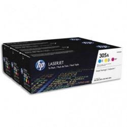 HP 305A CF370AM Pack 3 Toners Cyan Magenta Jaune Authentiques HP Color LaserJet Pro M351/M375/M451/M475