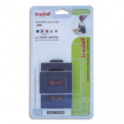 TRODAT Blister 3 recharges 6/56 pour appareils 5177/5204/5558/55510 Bicolore Bleu et Rouge