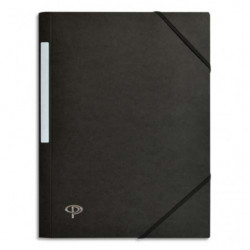 PERGAMY Chemise 3 rabats monobloc à élastique en carte lustrée 5/10e, 390g. Coloris Noir.