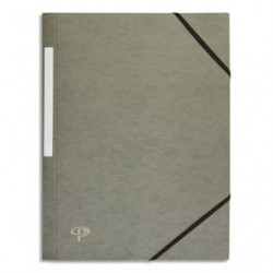 PERGAMY Chemise 3 rabats monobloc à élastique en carte lustrée 5/10e, 390g. Coloris Gris.