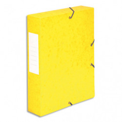 PERGAMY Boîte de classement à élastique en carte lustrée 7/10, 600g. Dos 60mm. Coloris Jaune.