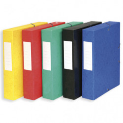 PERGAMY Boîte de classement à élastique en carte lustrée 7/10, 600g. Dos 60mm. Coloris assortis.
