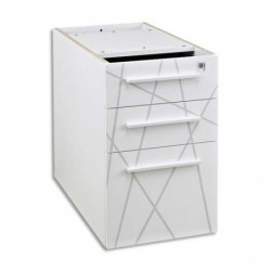 GAUTIER OFFICE Caisson hauteur bureau Sunday Blanc Graphic, 3 tiroirs dont 1 DS - Dim. L42 x H71 x P60 cm