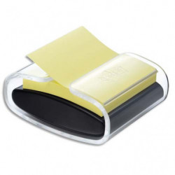 POST-IT Dévidoir Z-notes Pro Noir rechargeable + 1 bloc Z-notes Super Sticky Jaune 76 x 76 mm