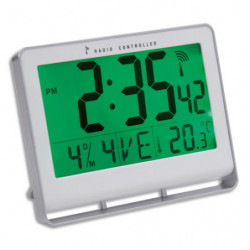 ALBA Horloge murale LCD multifonction radio-pilotée livrée 2 piles AAA fournies en ABS L20 x H15 cm Blanc