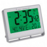 ALBA Horloge murale LCD multifonction radio-pilotée livrée 2 piles AAA fournies en ABS L20 x H15 cm Blanc