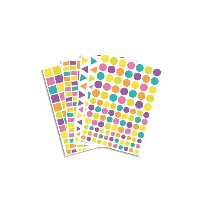 O COLOR Lot de 40 planches, 4170 gommettes pastel et acidulées réparties en 4 formes et 3 tailles.