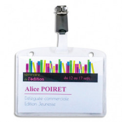 AVERY Boîte de 25 porte-badges à clip métal 60 x 90 mm + 32 inserts imprimables