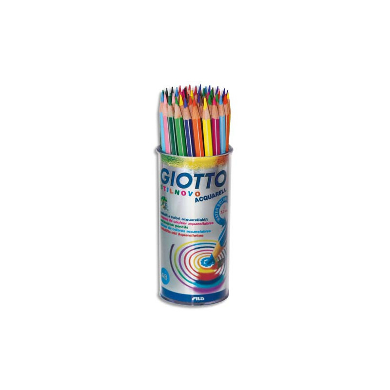GIOTTO Pot de 48 crayons de couleurs Stilnovo Aquarel 12 couleurs assorties