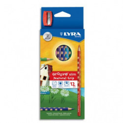 LYRA Etui de 12 crayons de couleurs ergonomiques triangulaires Groove Slim,, couleurs assorties