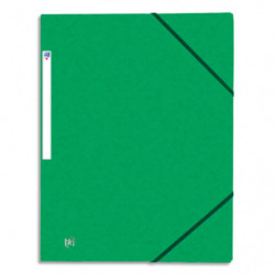 OXFORD Chemises 3 rabats à élastiques Top File en carte lustrée 5/10e,390g. Format A4. Coloris vert