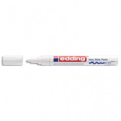 EDDING Marqueur peinture encre permanente laquée Blanc pour toutes surfaces, pointe moyenne