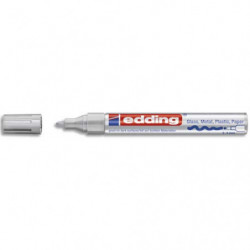 EDDING Marqueur peinture encre permanente laquée Argent pour toutes surfaces, pointe moyenne