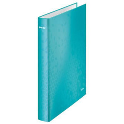 LEITZ Classeur 4 anneaux Ø25 WOW en carton pelliculé. Dos 40mm. Format A4+. Coloris menthe.