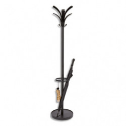 ALBA Portemanteau PMBrio en plastique et acier 6 patères, porte-parapluies - Socle D38, H175 cm Noir