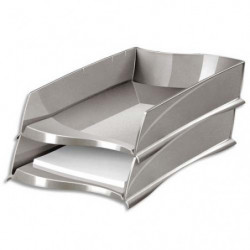 CEP Corbeille à courrier Ellypse en polystyrène superposable 24 x 32 cm - L25,7 x H8,2 x P38 cm taupe