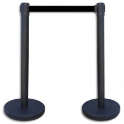 VISO Kit de 2 poteaux Noirs Reco + sangle Noire de 2 mètres sans frein - Base D32 cm, hauteur 91 cm