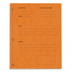 EXACOMPTA Paquet de 25 dossiers de plaidoirie pré-imprimés, en carte 265g. Coloris Orange.