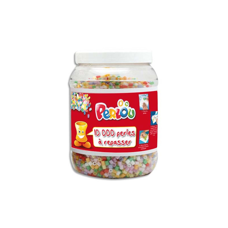 PERLOU Bocal de 10 000 perles à repasser assorties Perlou