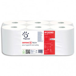 PAPERNET Colis de 6 bobines d'essuie-mains 2 plis pure ouate de cellulose L140m Blanc pour Autocut