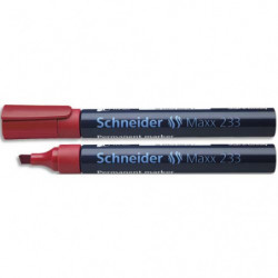SCHNEIDER Marqueur permanent MAXX 233, corps en aluminium, pointe biseautée, encre Rouge à faible odeur