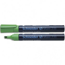 SCHNEIDER Marqueur permanent MAXX 233, corps en aluminium, pointe biseautée, encre Verte à faible odeur