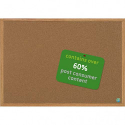 BI-OFFICE Tableau d'affichage Earth en Liège, cadre en bois, recyclé, visserie fournie Format L60xH45 cm