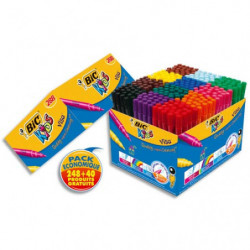 BIC Kids Visa Feutres de Coloriage à Pointe Fine - Couleurs Assorties, Classpack de 288