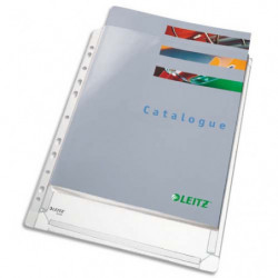 ESSELTE Sachet de 10 pochettes à soufflets pour revues, en PVC 18/100e, perforation 11 trous