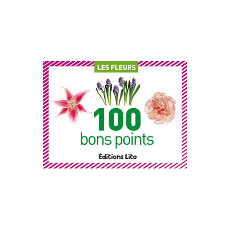 LITO DIFFUSION Boîte de 100 bons points thème fleurs, 20 images par 5 ex avec texte documentaire au dos