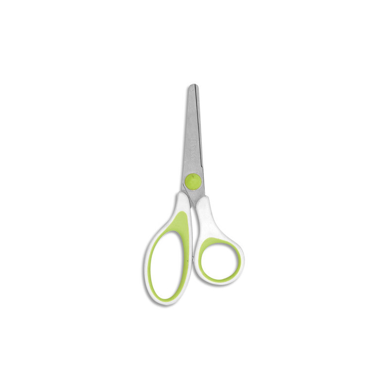WONDAY Ciseaux Uni'Vert 13 cm anneaux asymétriques bimatière biodégradable, recyclable vert/Blanc