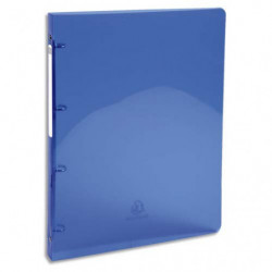 EXACOMPTA Classeur 4 anneaux dia 30mm Iderama polypro souple 7/10 brillant. Dos 4cm. Coloris Bleu clair.