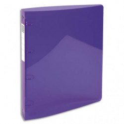 EXACOMPTA Classeur 4 anneaux dia 30mm Iderama polypro souple 7/10 brillant. Dos 4cm. Coloris Violet