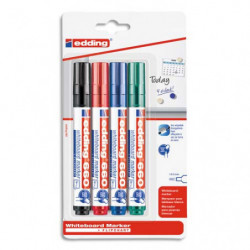 EDDING Pochette de 4 marqueurs effaçables à sec pointe ogive assortis E-660 4304000