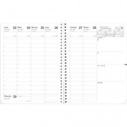 QUO VADIS Agenda PRESIDENT S spiralé d&#39;Août à Août 2025 avec répertoire, format 21x27 cm couvert. Noire