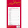 CBG Plaque et éphéméride mensuel 409,Janvier à Décembre 2025, 19x36cm, 1 &oelig;illet, rouge