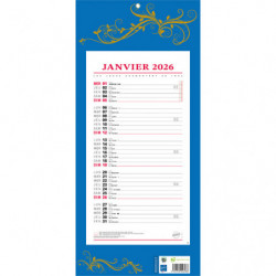 CBG Plaque et éphéméride mensuel 411,Janvier à Décembre 2025, 19x42cm, 1 &oelig;illet, bleu