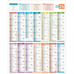 CBG Calendrier UNI-COMPACT, recto grille Janvier à Décembre 2025, verso carte union européenne