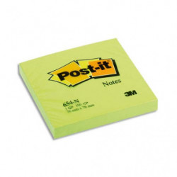 POST-IT Bloc néon repositionnable de 100 feuilles 76 x 76 mm Vert 654NG