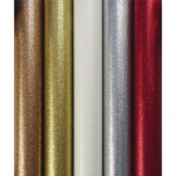 CLAIREFONTAINE Rouleau de papier cadeau métallisé uni pailleté 70g. 1,5x0,7m. 5 coloris assortis