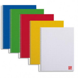 PLEIN CIEL Cahier spirale 14,8x21 100 pages grands carreaux Seyès 70g. Couverture polypro assortie