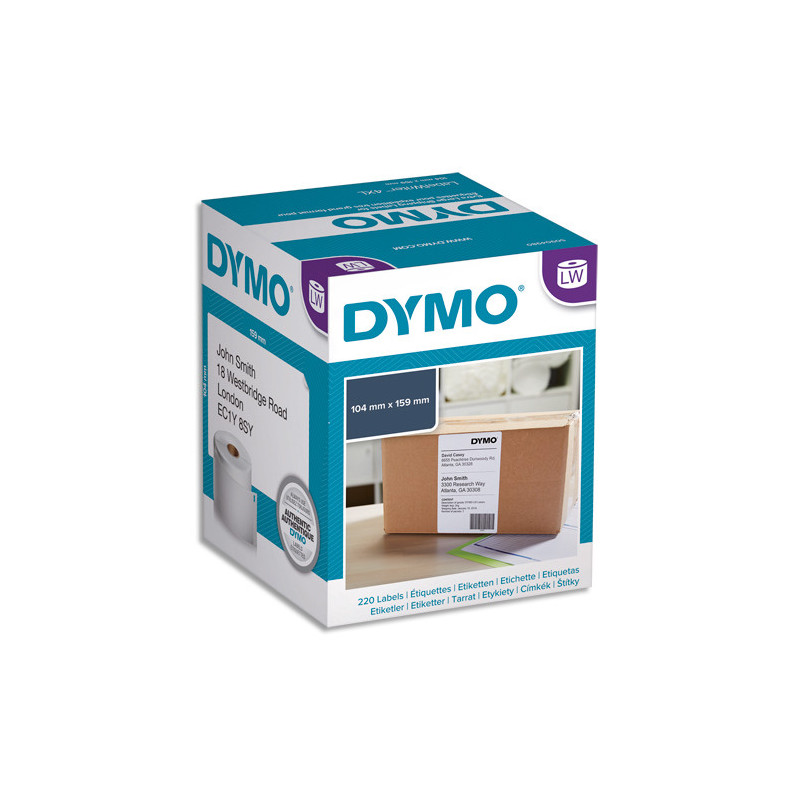 DYMO Rouleau de 220 étiquettes larges adhésif permanent pour 4XL 104x159mm S0904980