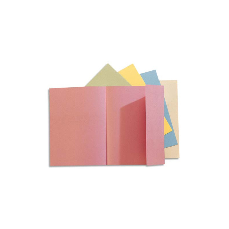 EXACOMPTA Paquet de 50 chemises 1 rabat SUPER 250 en carte 210 grammes assortis pastel