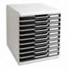 EXACOMPTA Module de classement Modulo Gris lumière Noir 10 tiroirs en PS, format A4+ L28,8 x H32 x P35 cm