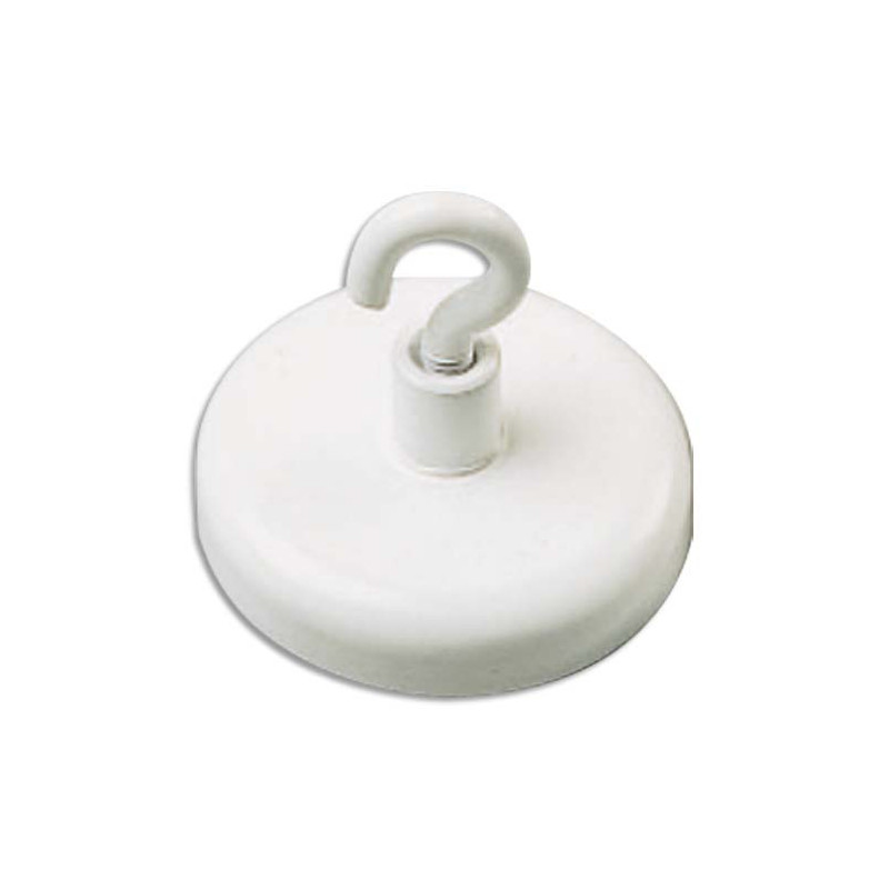 PAVO Boîte de 3 Crochets de suspension magnétique force 4kg, diam 25mm Blanc